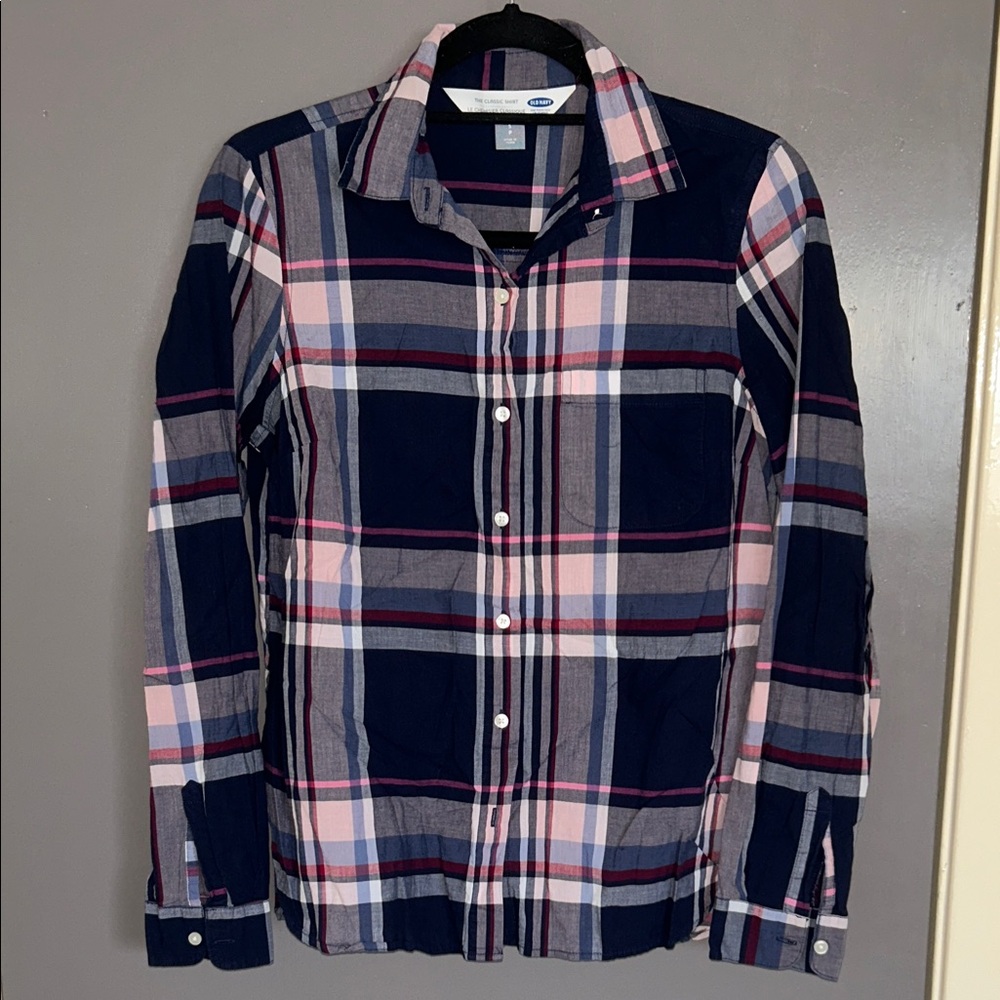 Old Navy Men's Multicolor Plaid Button Down Shirt